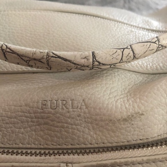 Furla White Shoulder Bag with Snakeskin Straps - Picture 7 of 14